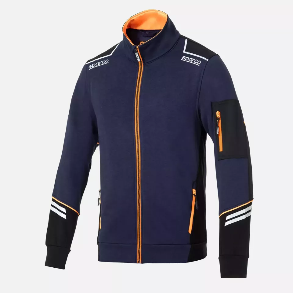 Sparco 02429BMAF, Alabama Tech Full Zip Sweatshirt, Navy Blue/Orange, image 1, gallery thumbnail