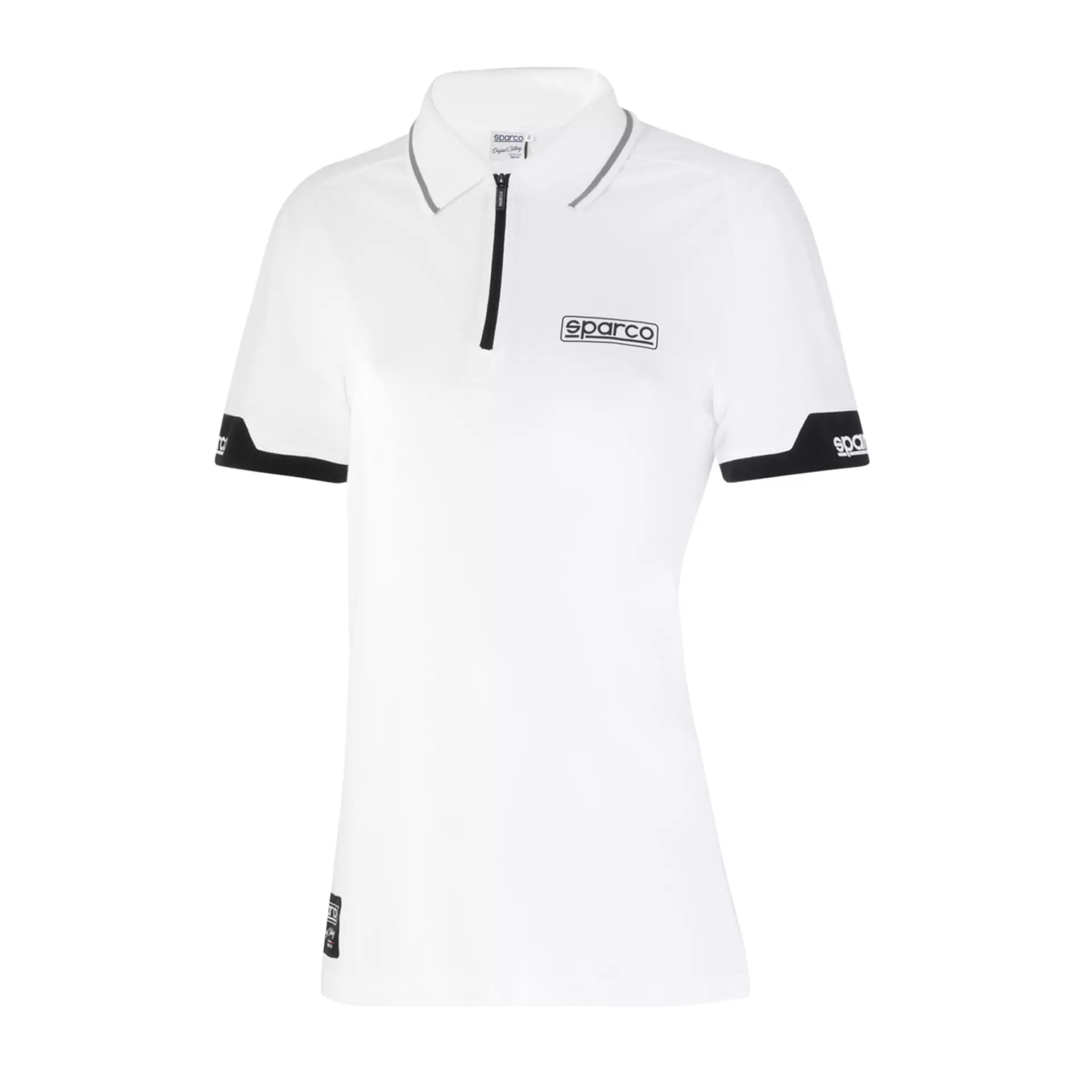 Sparco 013036L-BI, Women's Zip Polo Shirt, White