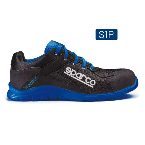 07517NRAZ, Sparco Practice Nelson Saftey Shoes ESD S1P SRC, Black/Blue