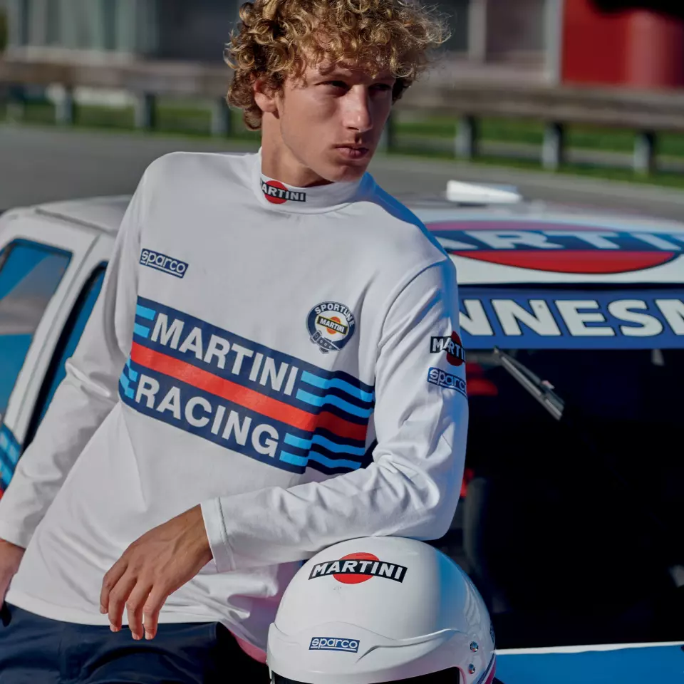 Sparco 002206MR-BI, Martini Langarmshirt mit Stehkragen, Weiß, image 4, gallery thumbnail