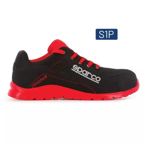 Sparco Practice Jacques Safety Shoes ESD S1P SRC, Black/Red