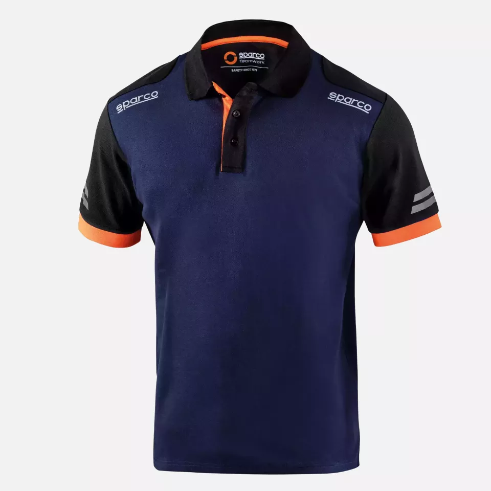 Sparco 02415BMAF, Toledo Tech Polo, Navy Blue/Orange, image 1, gallery thumbnail