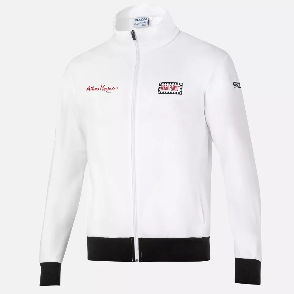 Sparco 013046AM-BI, Merzario Targa Florio Sweatjacke, Weiß/Schwarz, image 1, gallery thumbnail