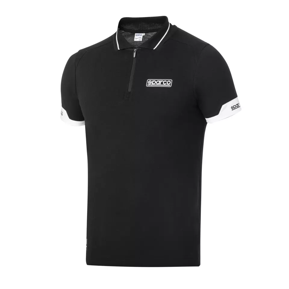 Sparco 013036-NR, MY2024 Polo Zip Shirt, Black, image 1, gallery thumbnail