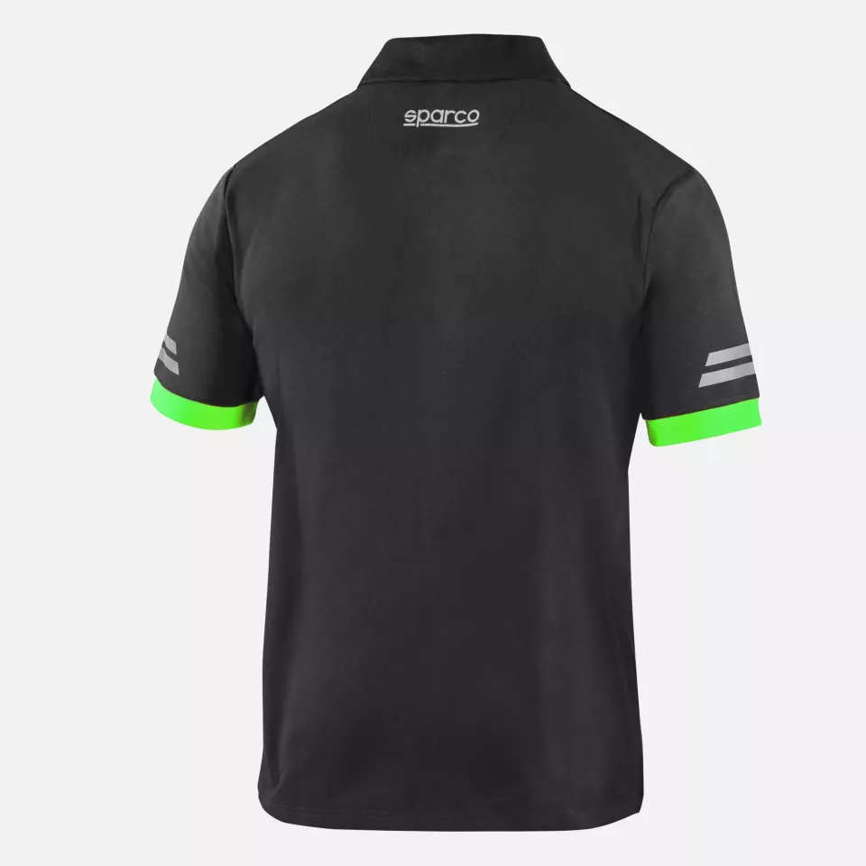 Sparco 02415-GSVF, Toledo Tech Polo Shirt, Dark Grey/Fluorescent Green, image 2, gallery thumbnail