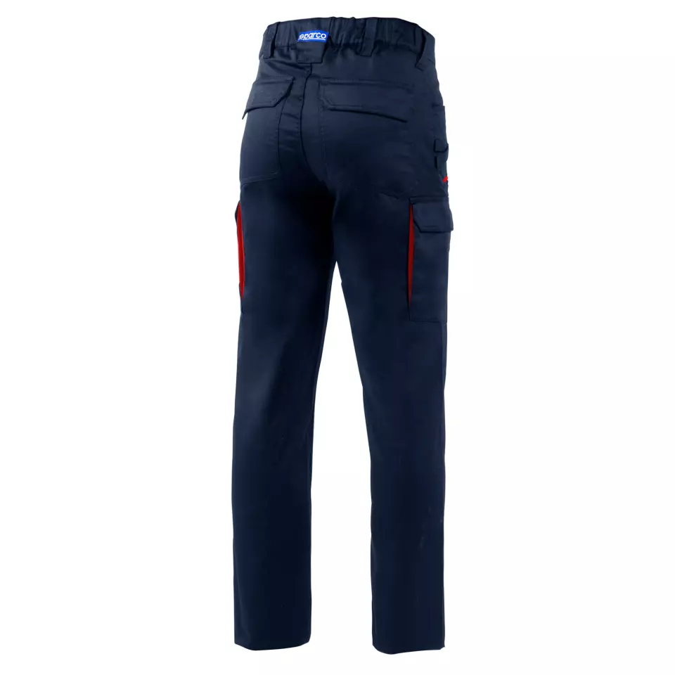 Sparco BTP0001B0-N31, Vermont Work Trousers, Navy Blue/Red, image 2, gallery thumbnail