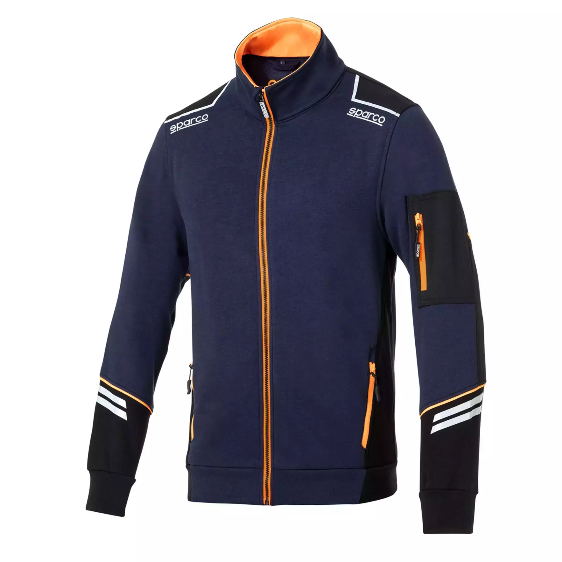 Sparco 02429BMAF, Alabama Tech Sweatshirt mit durchgehendem Reißverschluss, Marineblau/Orange, image 1