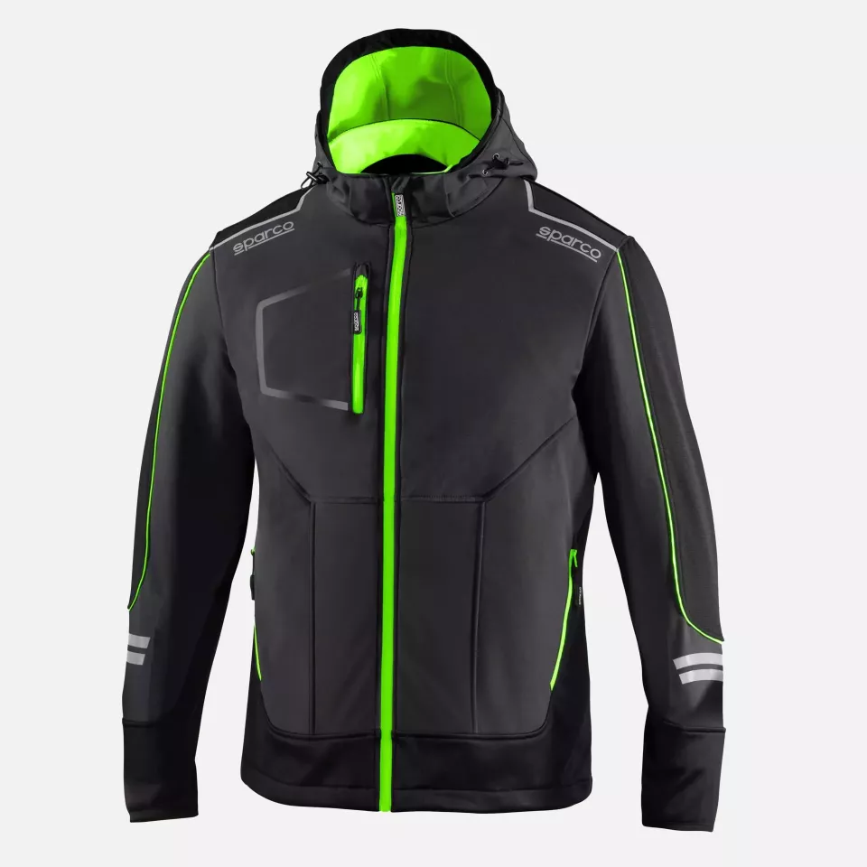 Sparco 02412-GSVF, York Tech Soft-Shell Jacket, Black/Green, image 1, gallery thumbnail