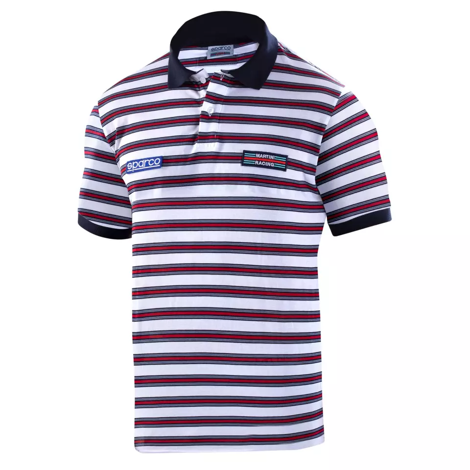 Sparco 01396MR-BI, Sportline Martini Racing Replica Polo Shirt, White/Red/Navy, image 1, gallery thumbnail