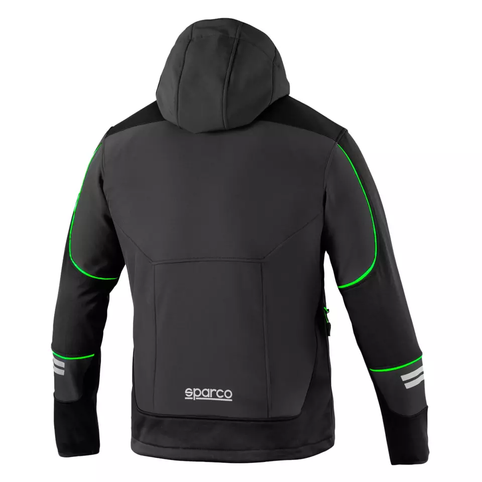 Sparco 02412-GSVF, York Tech Soft-Shell Jacket, Black/Green, image 2, gallery thumbnail