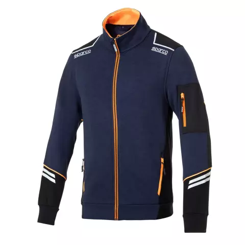 Sparco Alabama Full Zip Tech Sweatshirt, Navy Blue/Orange
