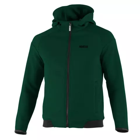 Sparco Hooded Sweatshirt Full Zip, Green/Black