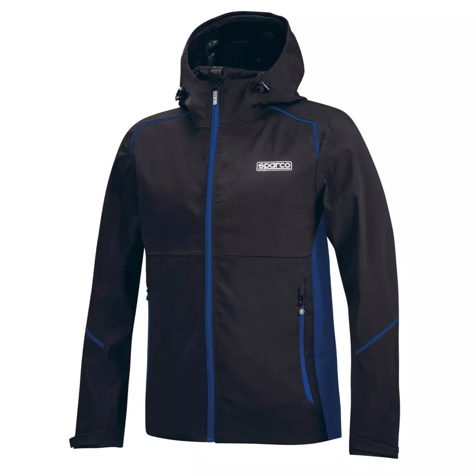 Sparco BMJ0015B0-K05, Shell Jacket Waterproof, Black/Light Blue, image 1, gallery thumbnail