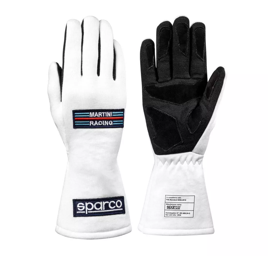 Sparco 001366MR-BI, Land Classic Racing Gloves Martini Racing, White/Black, image 4