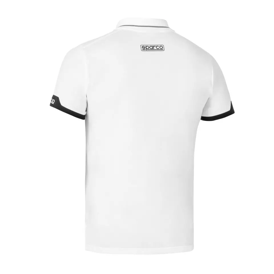 Sparco 013036-BI, MY2024 Zip Polo Shirt, White, image 2, gallery thumbnail
