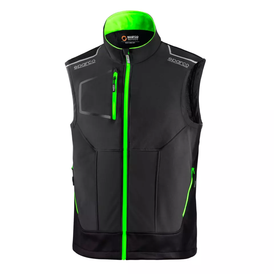 Sparco 02419-GSVF, Illinois Tech Vest, Grey/Green, image 1, gallery thumbnail