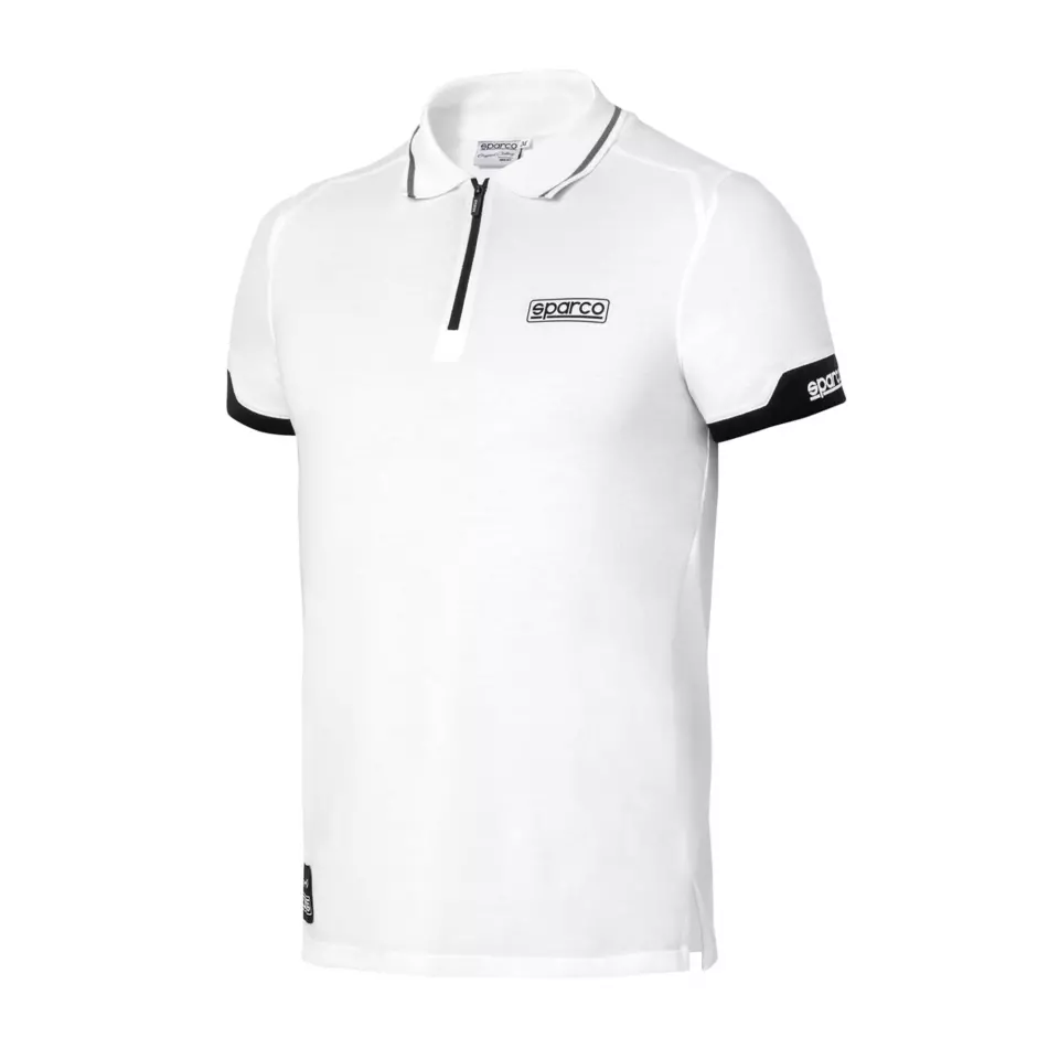 Sparco 013036-BI, MY2024 Zip Polo Shirt, White, image 1, gallery thumbnail