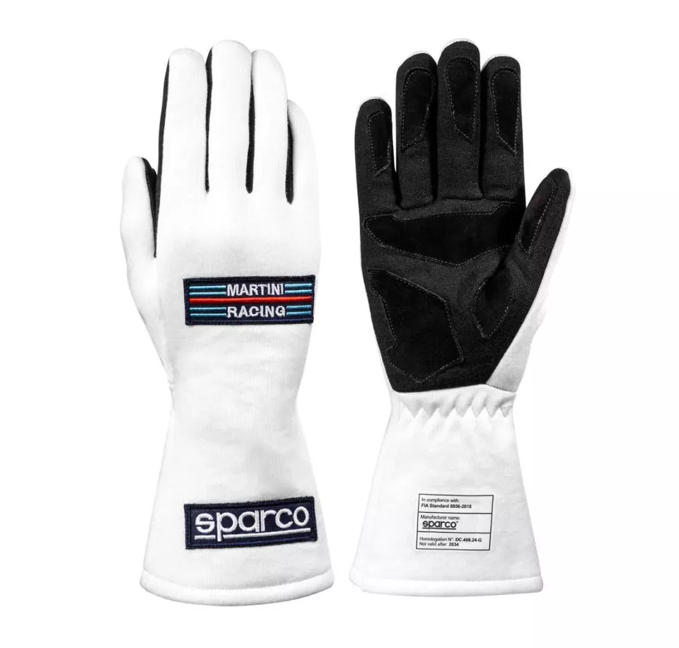Sparco 001366MR-BI, Land Classic Racing Gloves Martini Racing, White/Black, image 4, gallery thumbnail
