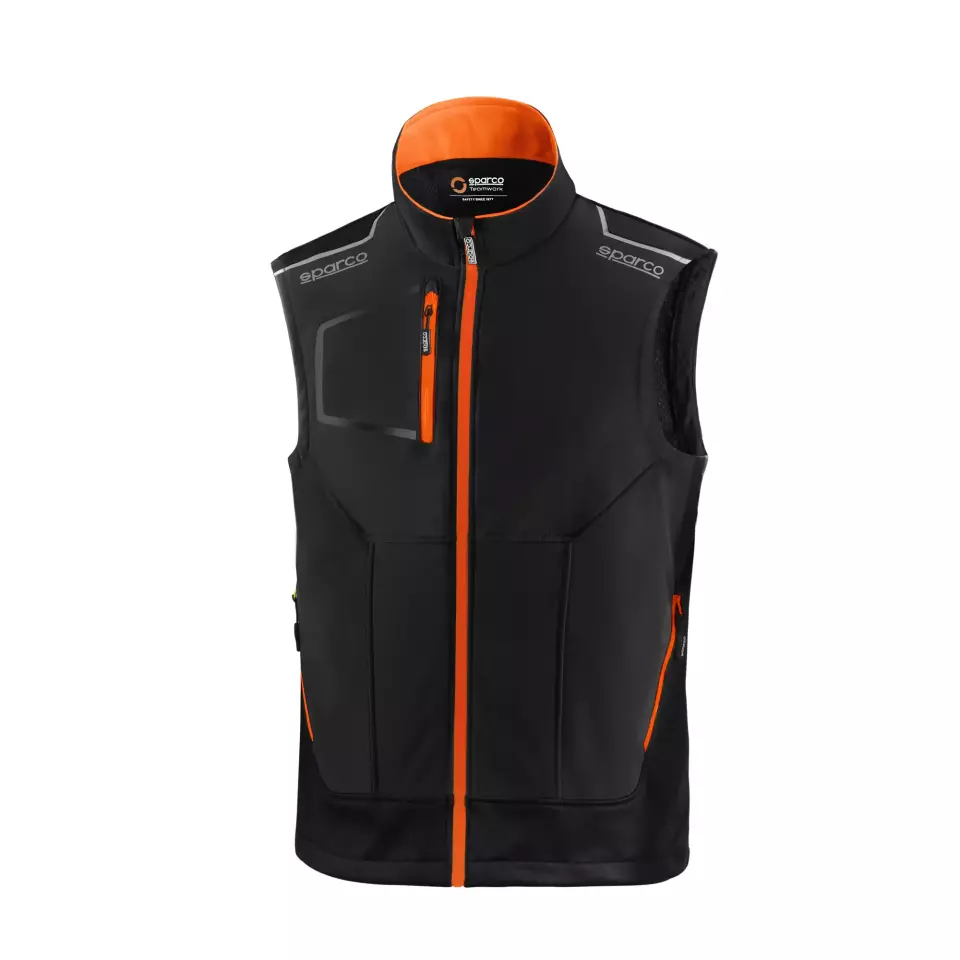Sparco 02419NRAF, Illinois Tech Light Vest, Black/Orange, image 1, gallery thumbnail