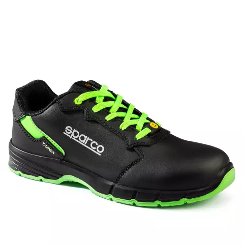 Sparco Targa Safety Shoes ESD S3S SR FO, Black/Fluorescent Green
