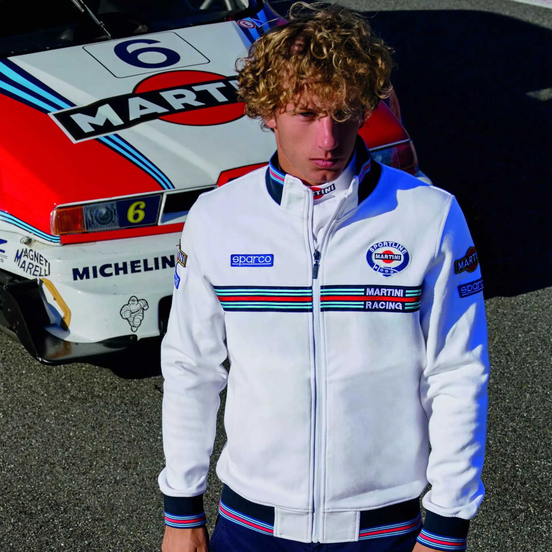 Sparco 01278MR-BI, Martini Racing Sweatshirt mit durchgehendem Reißverschluss, Weiß/Marine, image 3