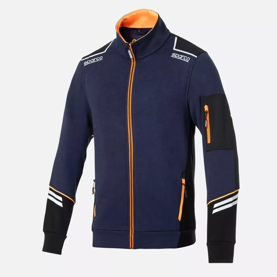 Sparco 02429-BMAF, Alabama Full Zip Tech Sweatshirt, Navy Blue/Orange, image 1, gallery thumbnail