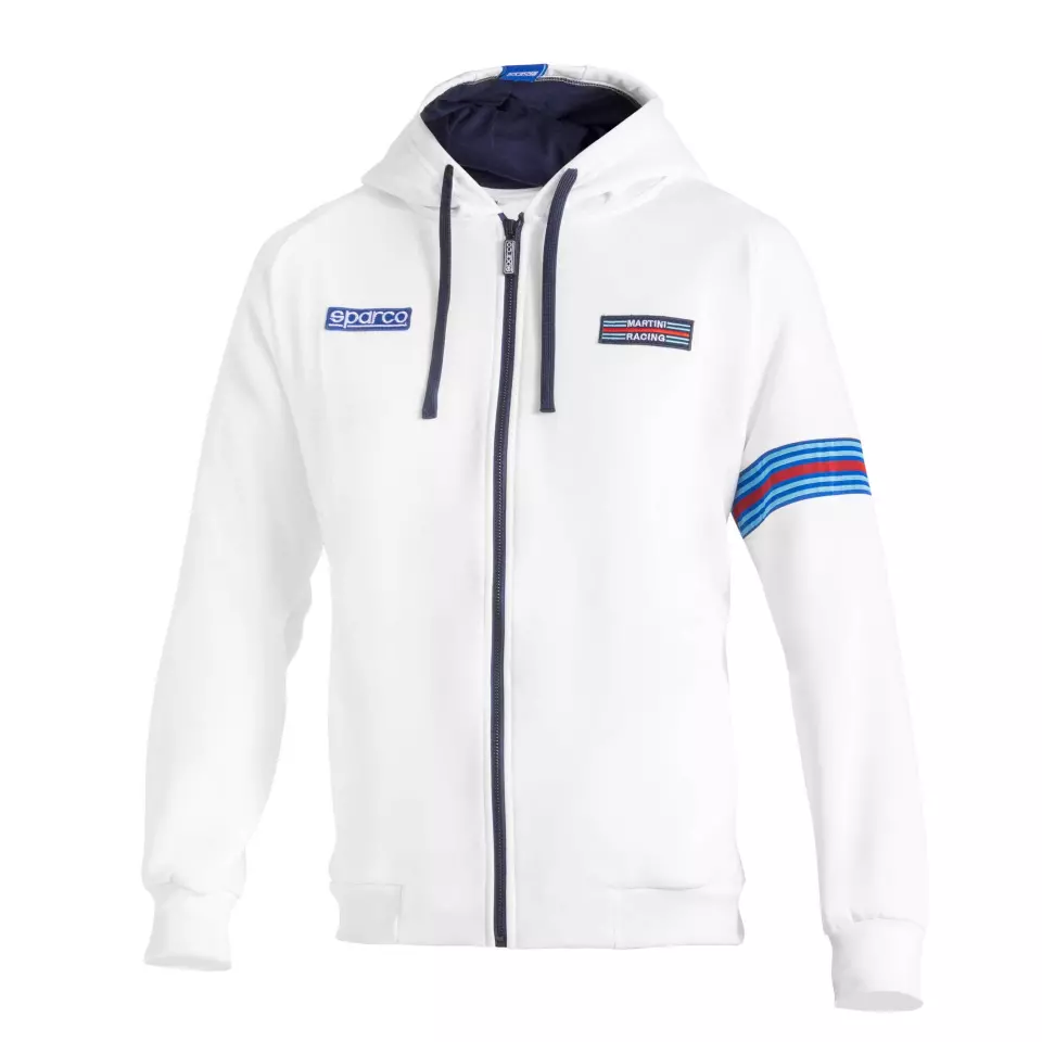 Sparco BMF0013D0-W01, Martini Racing Hooded Sweatshirt Full Zip, White, image 1, gallery thumbnail