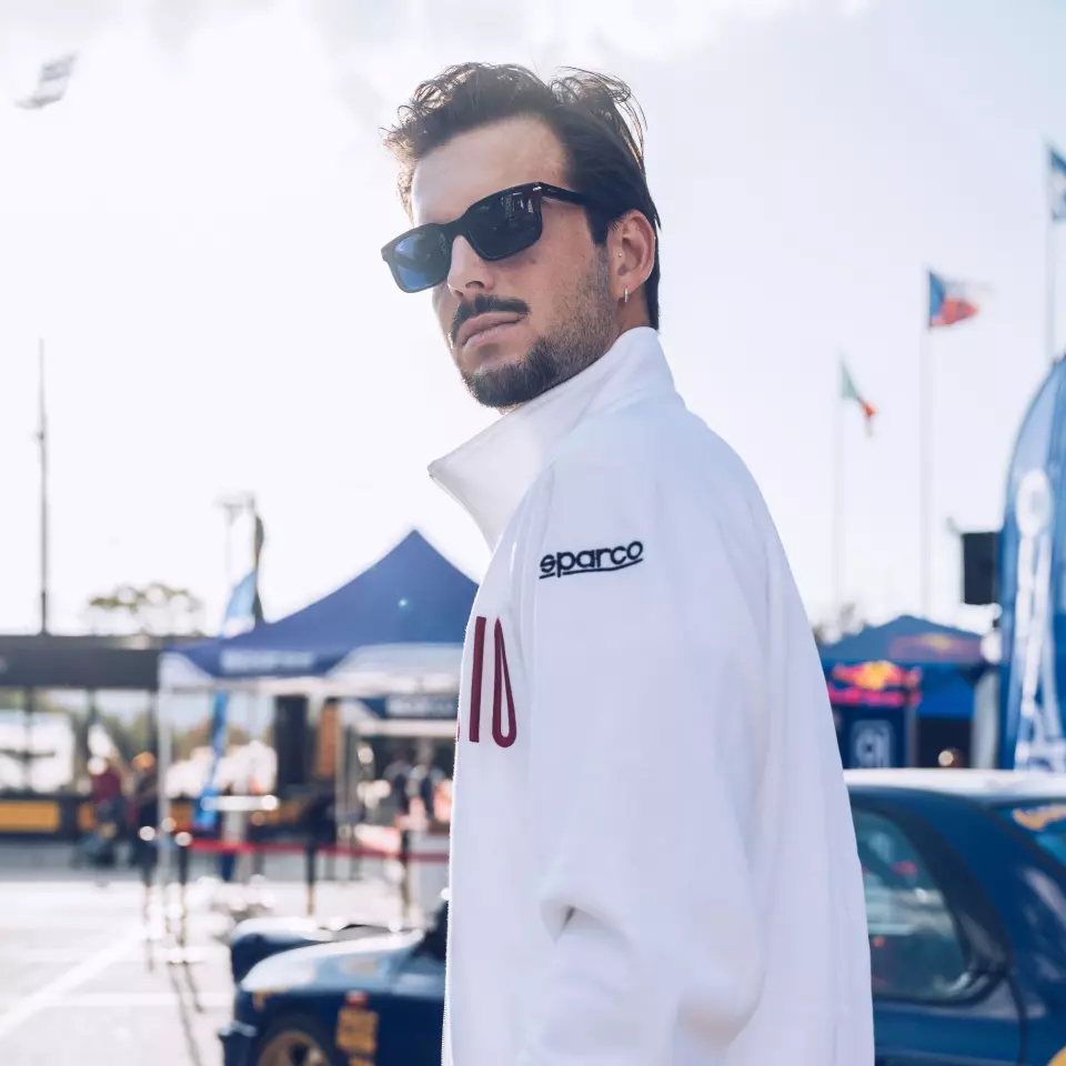 Sparco 013042TF-BI, Targa Florio Full Zip Sweatshirt, White/Black, image 4, gallery thumbnail