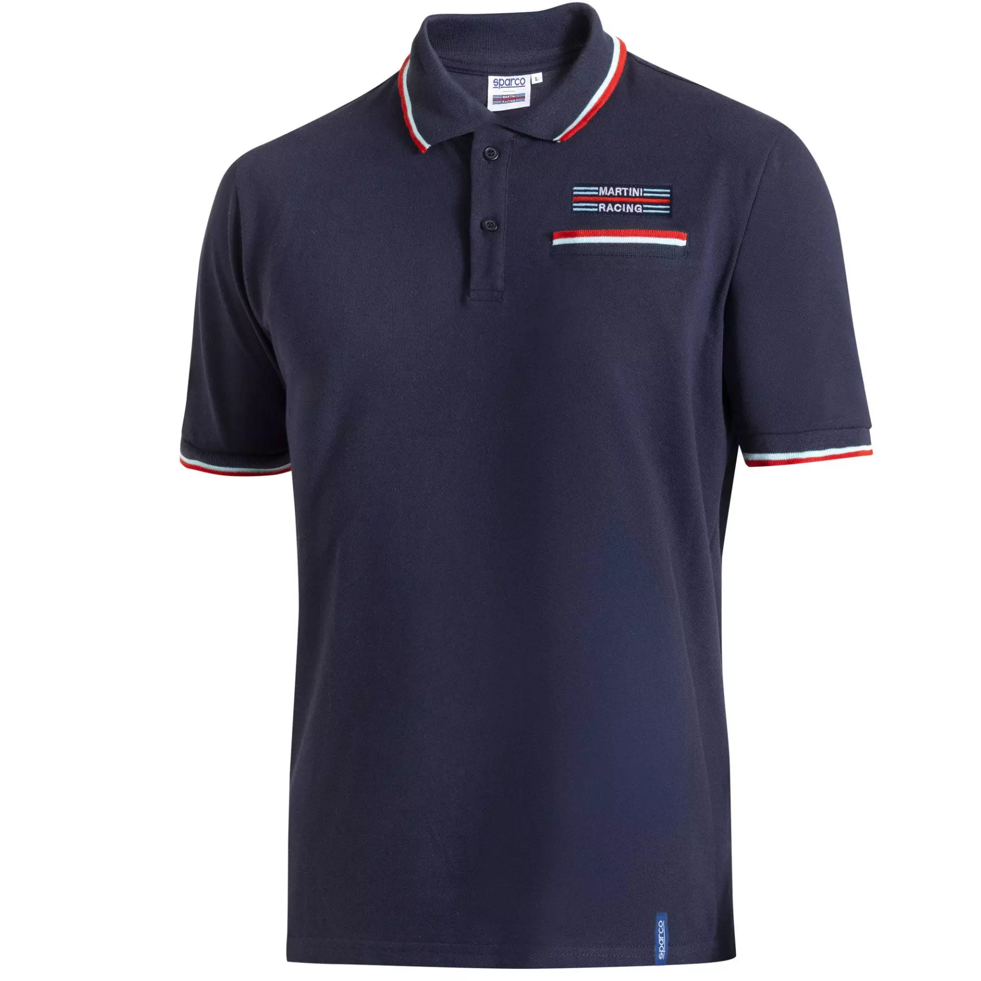 Sparco BML0009D0-N02, Martini Racing Polo Shirt with Pocket, Navy Blue
