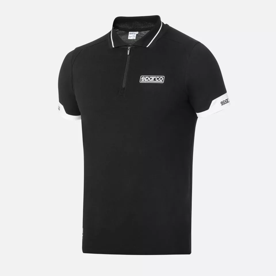 Sparco 013036-NR, MY2024 Polo Zip Shirt, Black, image 1, gallery thumbnail