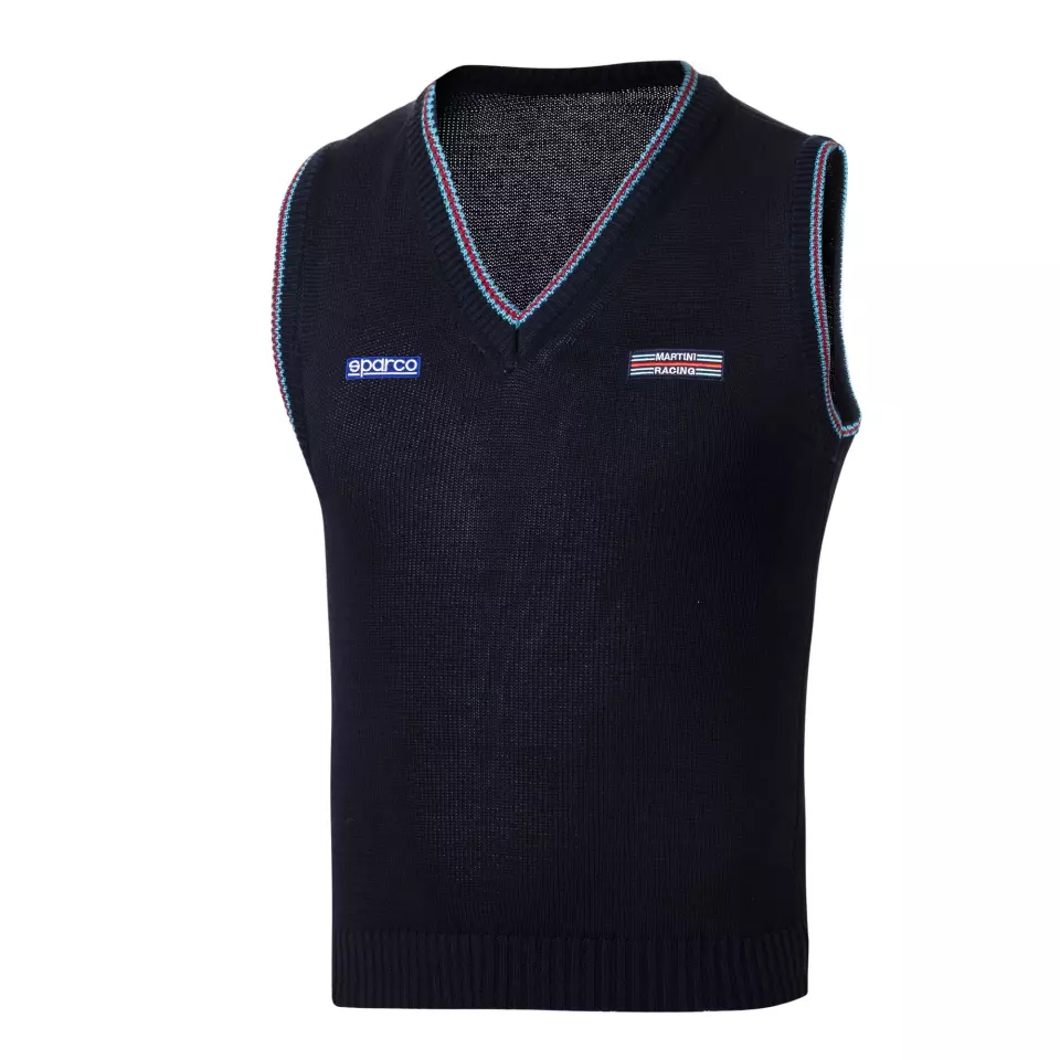 Sparco 013052MR-BM, Martini Racing Knitted Cotton Vest, Blue Marine, image 1, gallery thumbnail