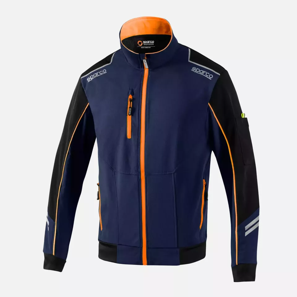Sparco 02413BMAF, Austin Tech Softshell Jacket, Navy Blue/Orange, image 1, gallery thumbnail