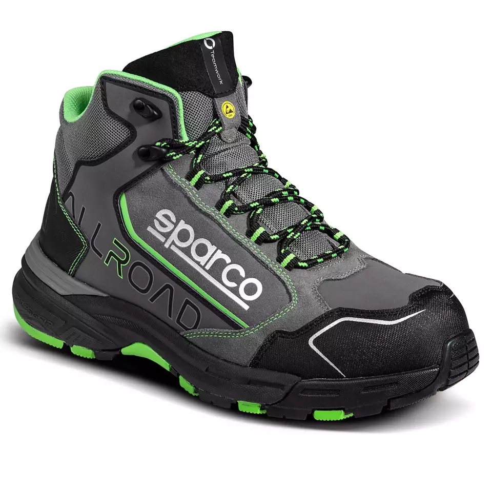 Sparco 07529GSVF, Allroad Leap Sicherheitsschuhe ESD S3S SR FO HRO, Grau/Grün