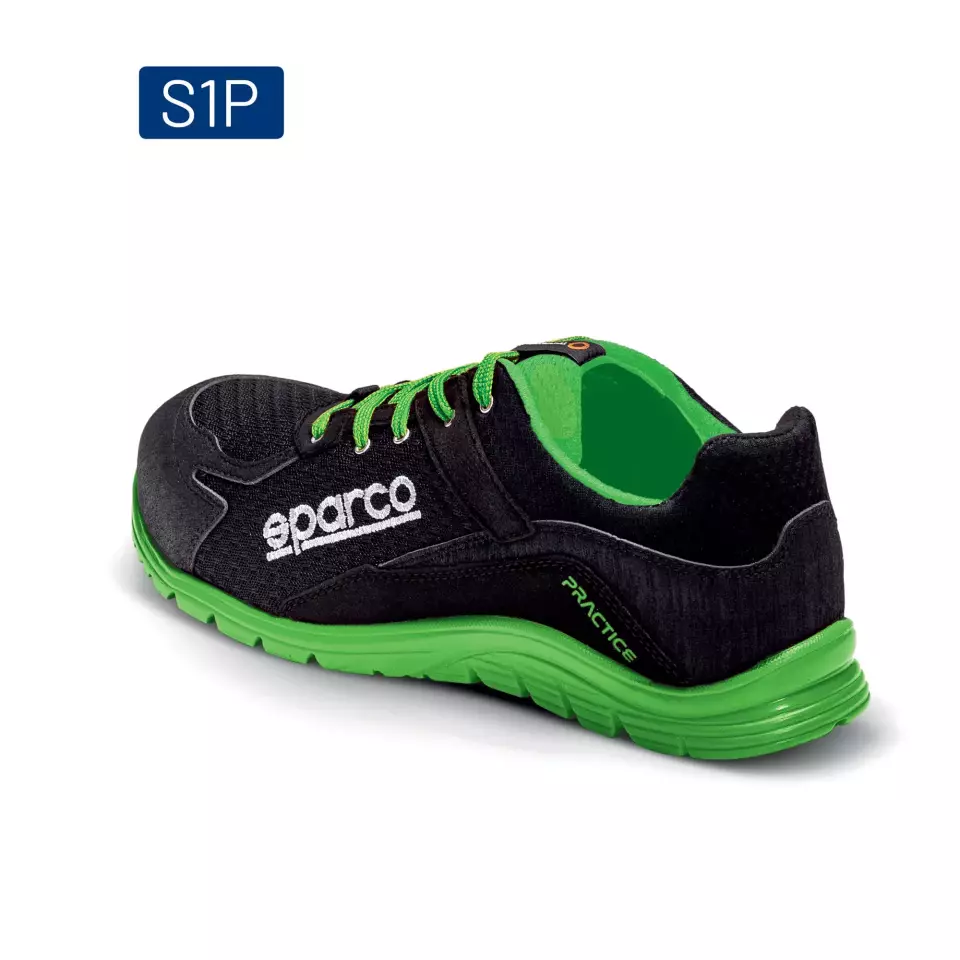 Sparco 07517NRVF, Practice Keke Saftey Shoes ESD S1P SRC, Black/Green, image 3, gallery thumbnail