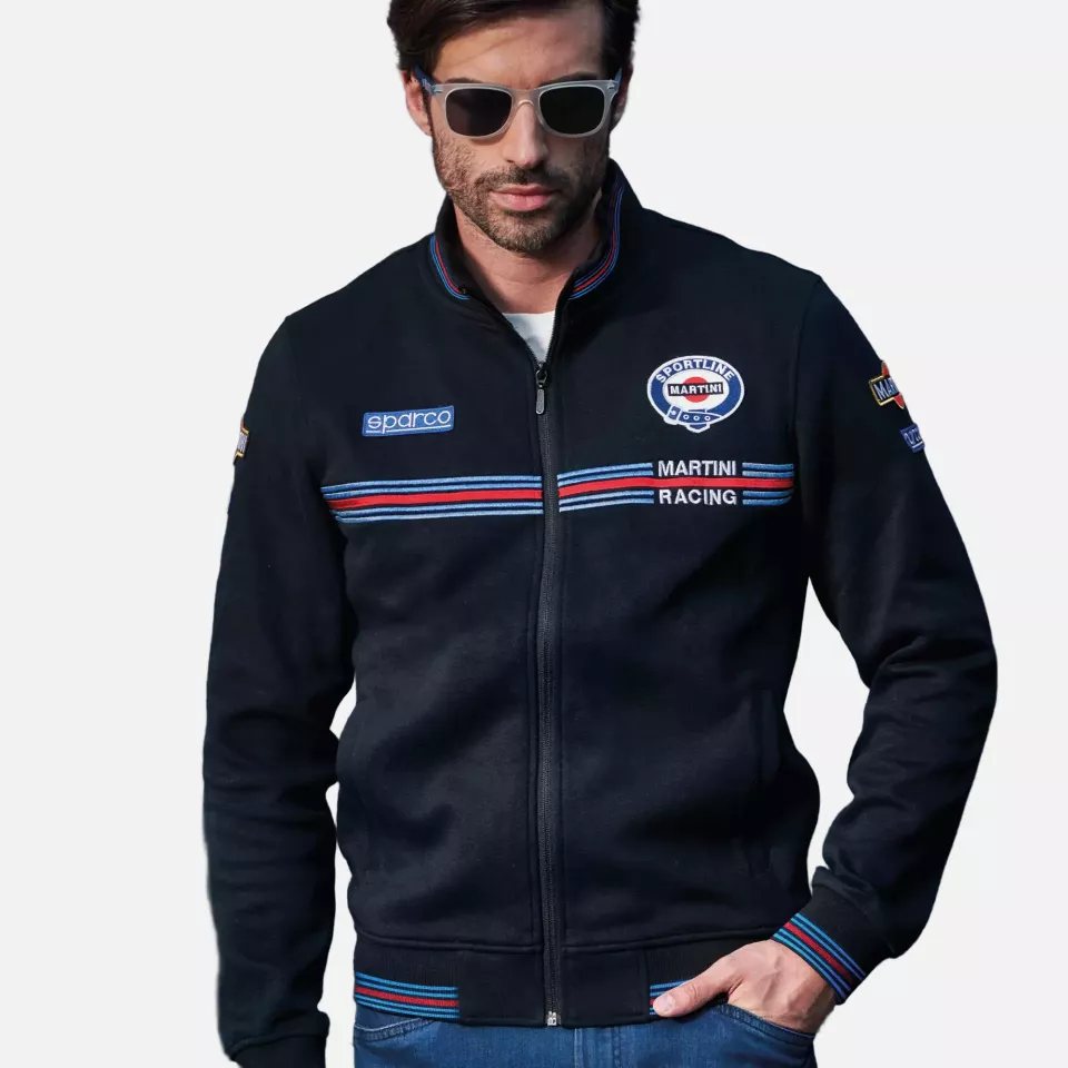 Sparco 01278MR-NR, Martini Racing Full Zip Sweatshirt, Black, image 3, gallery thumbnail