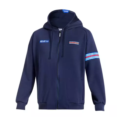 Sparco Martini Racing Hooded Sweatshirt Full Zip, Navy Blue