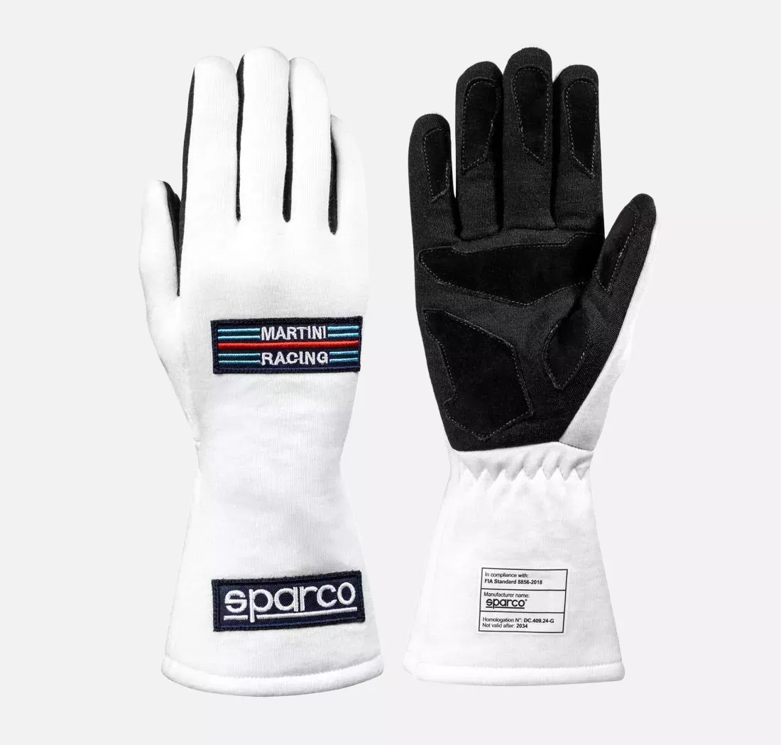 Sparco 001366MR-BI, Land Classic Racing Gloves Martini Racing, White/Black, image 4