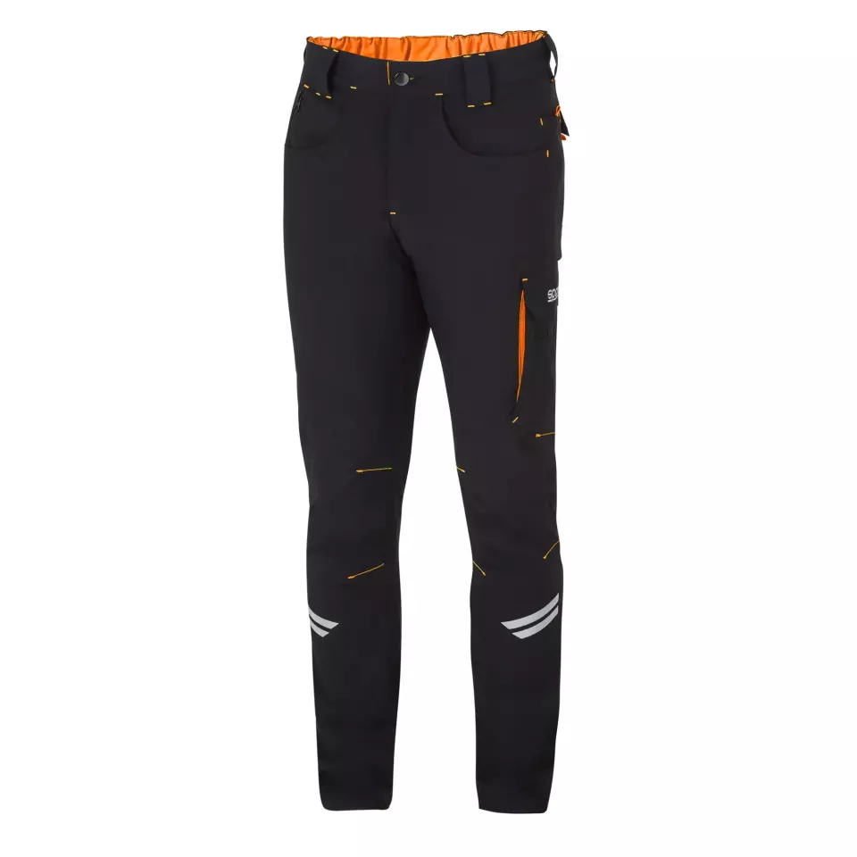 Sparco 02425NRAF, Kansas Tech Light Trousers, Black/Orange, image 1, gallery thumbnail
