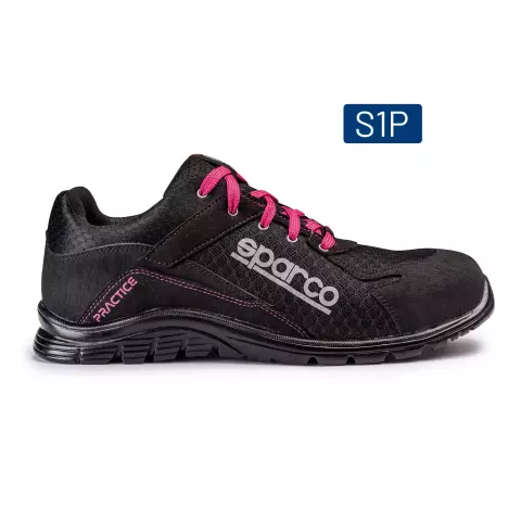 Sparco Practice Jody Saftey Shoes ESD S1P SRC, Black/Pink
