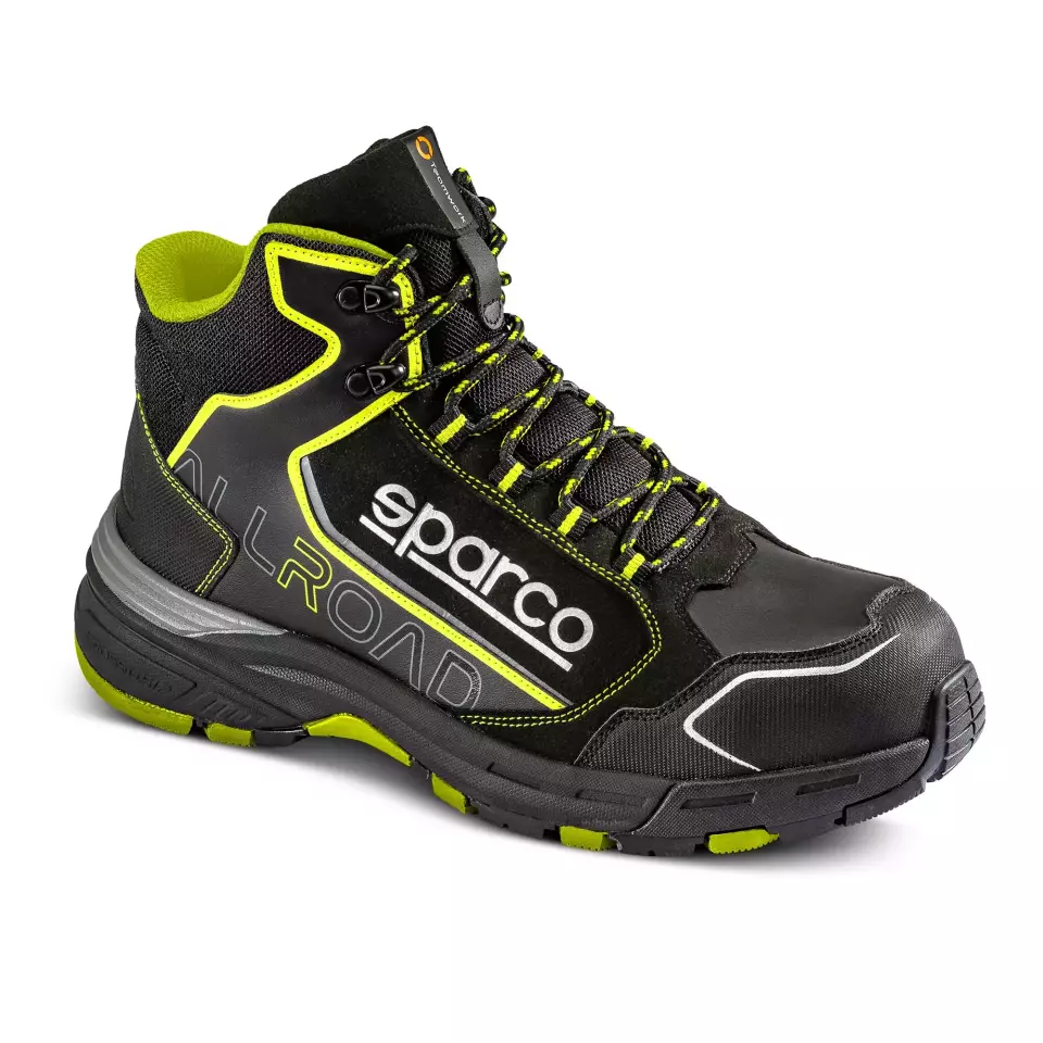 Sparco 07529NRGF, Allroad Motegi Saftey Shoes ESD S3S SR FO HRO, Black/Yellow, image 2, gallery thumbnail