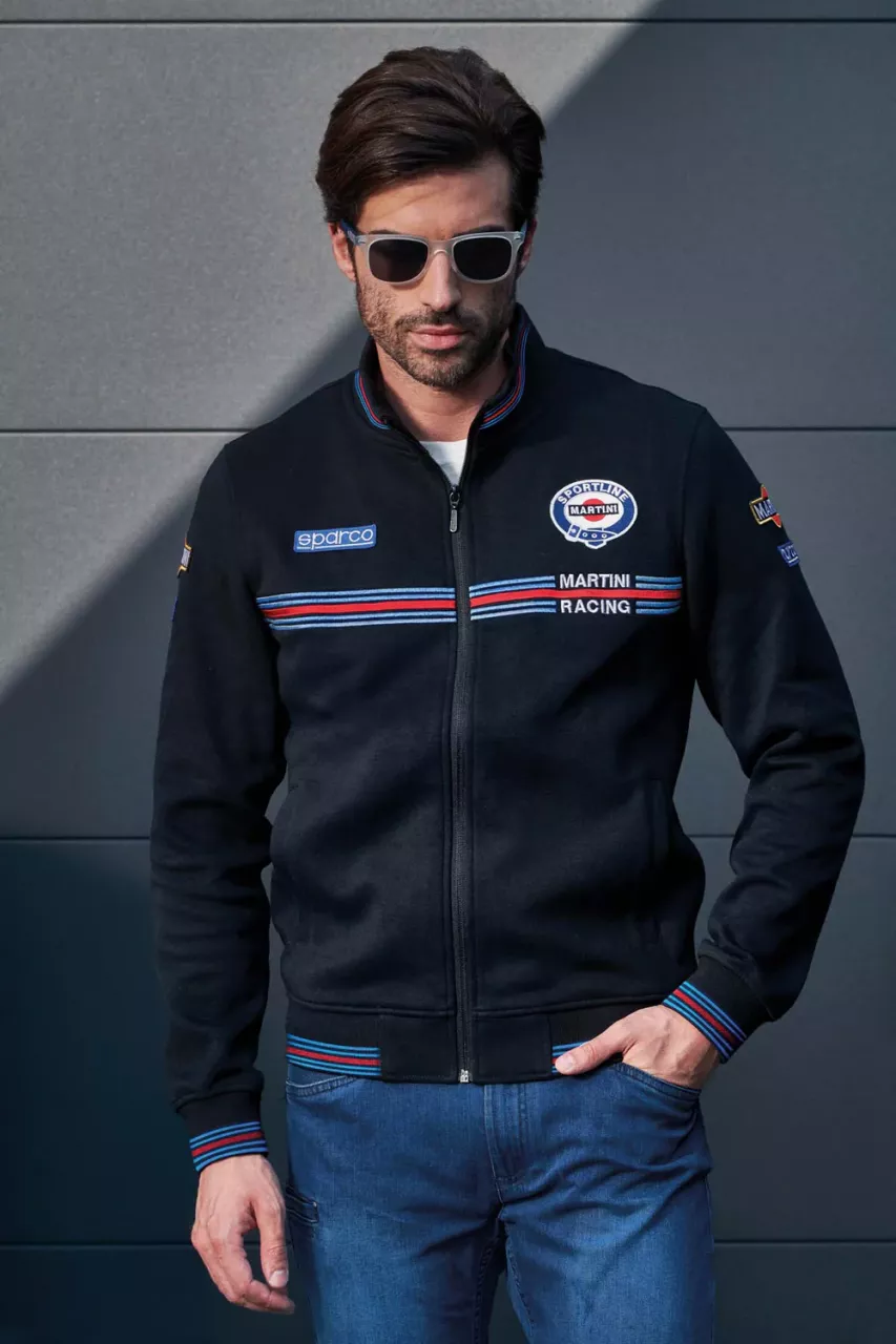 Sparco 01278MR-NR, Martini Racing Full Zip Sweatshirt, Black, image 2, gallery thumbnail