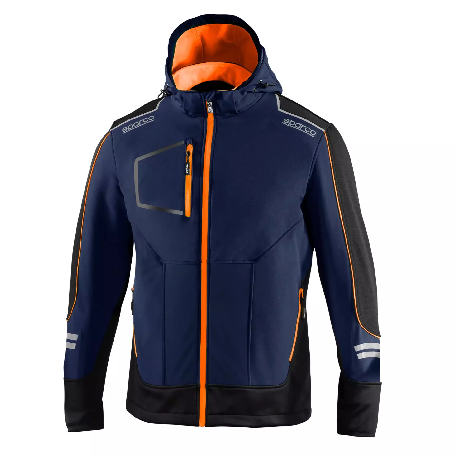 Sparco 02412BMAF, York Tech Softshell Jacket, Navy Blue/Orange, image 1