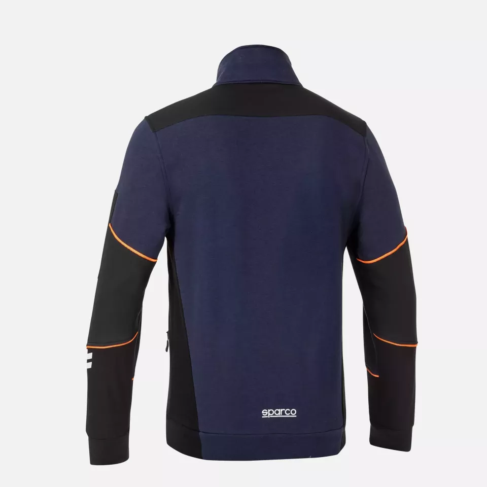 Sparco 02429-BMAF, Alabama Full Zip Tech Sweatshirt, Navy Blue/Orange, image 2, gallery thumbnail