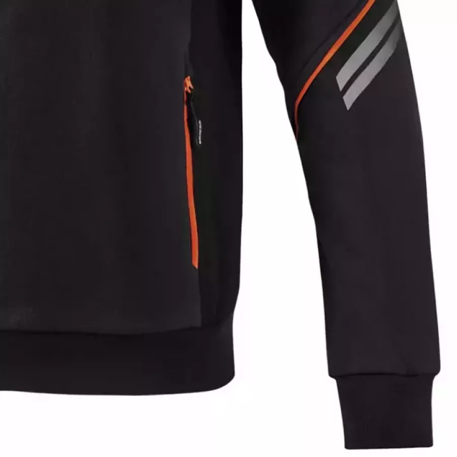 **Rippstrickbündchen an Ärmeln und Saum** sorgen für einen bequemen und sicheren Sitz des Hoodies und bewahren die Form auch bei täglichem Tragen.