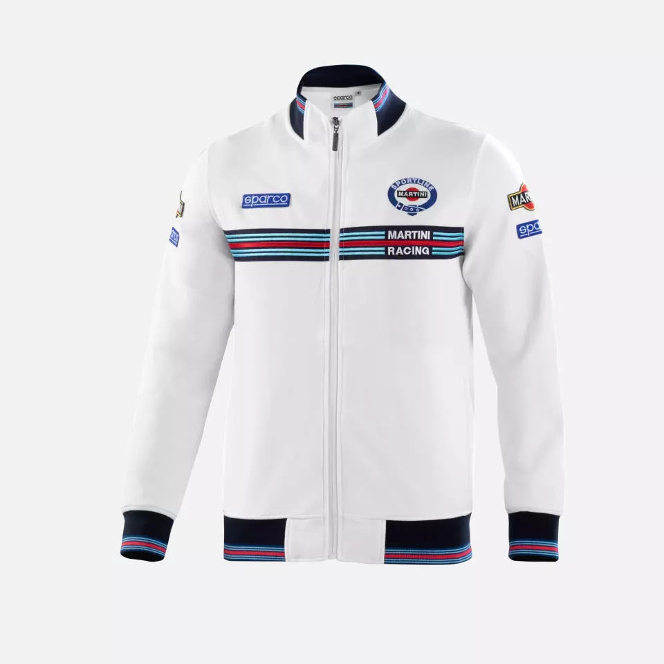 Sparco 01278MR-BI, Martini Racing Full Zip Sweatshirt, White/Navy, image 1, gallery thumbnail