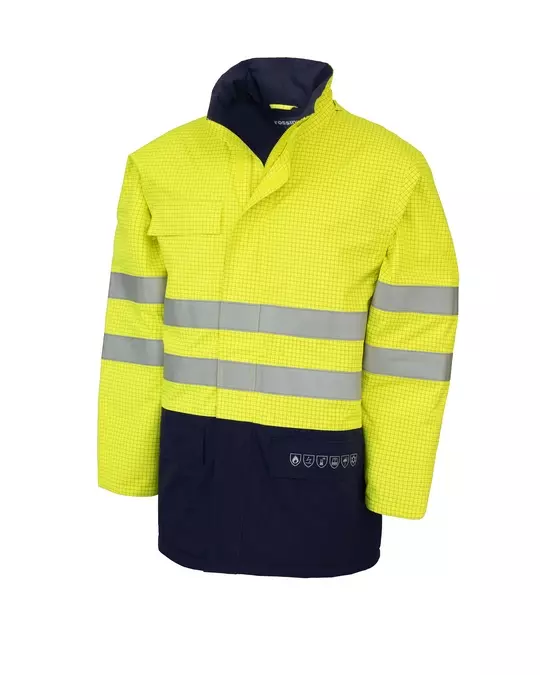 Rossini HH330-42, Multinorm Hi-Vis Parka, Yellow/Blue, image 1, gallery thumbnail