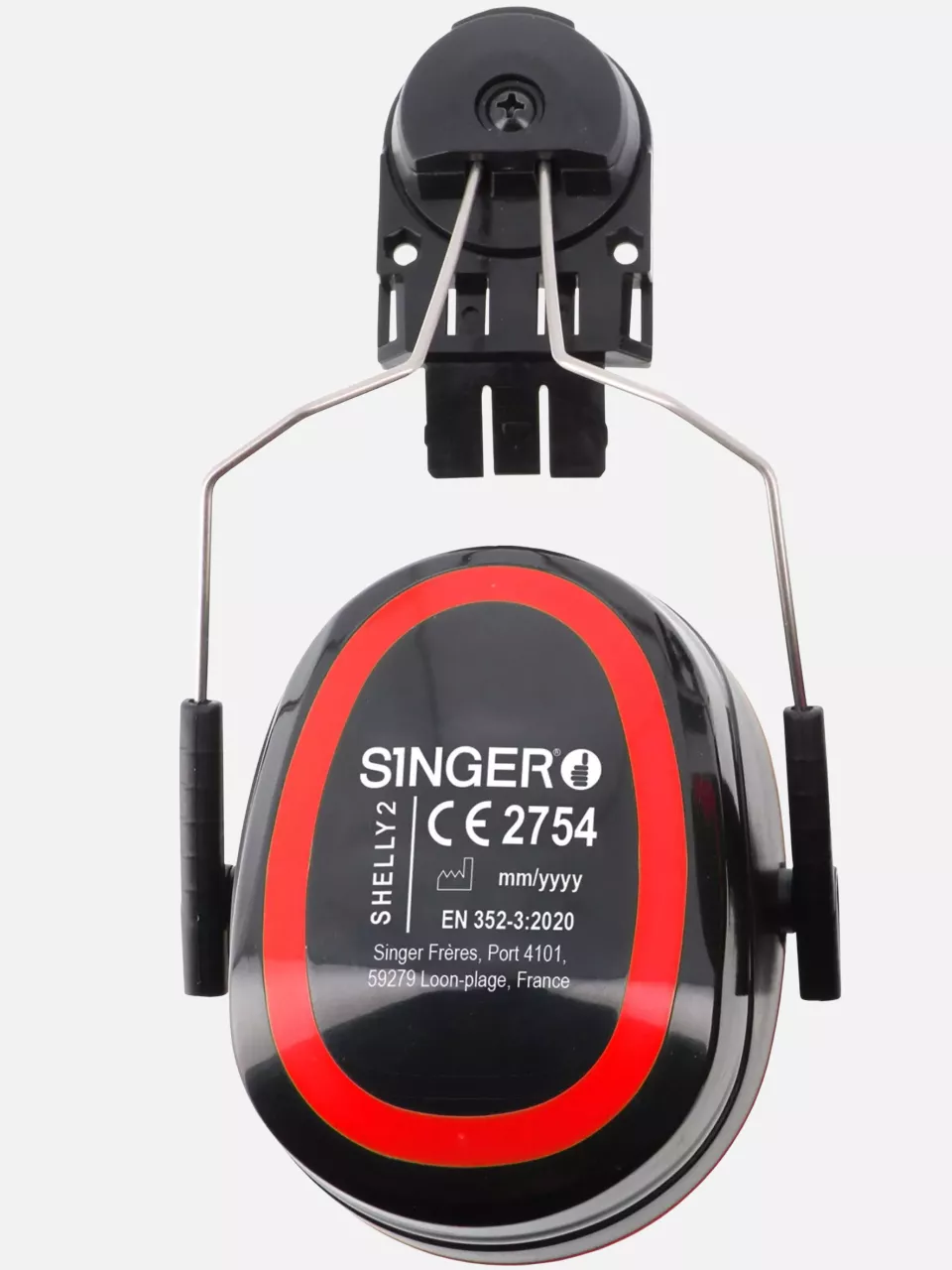 Singer Safety SHELLY2, Earmuffs for Safety Helmet, Black/Red, image 2, gallery thumbnail