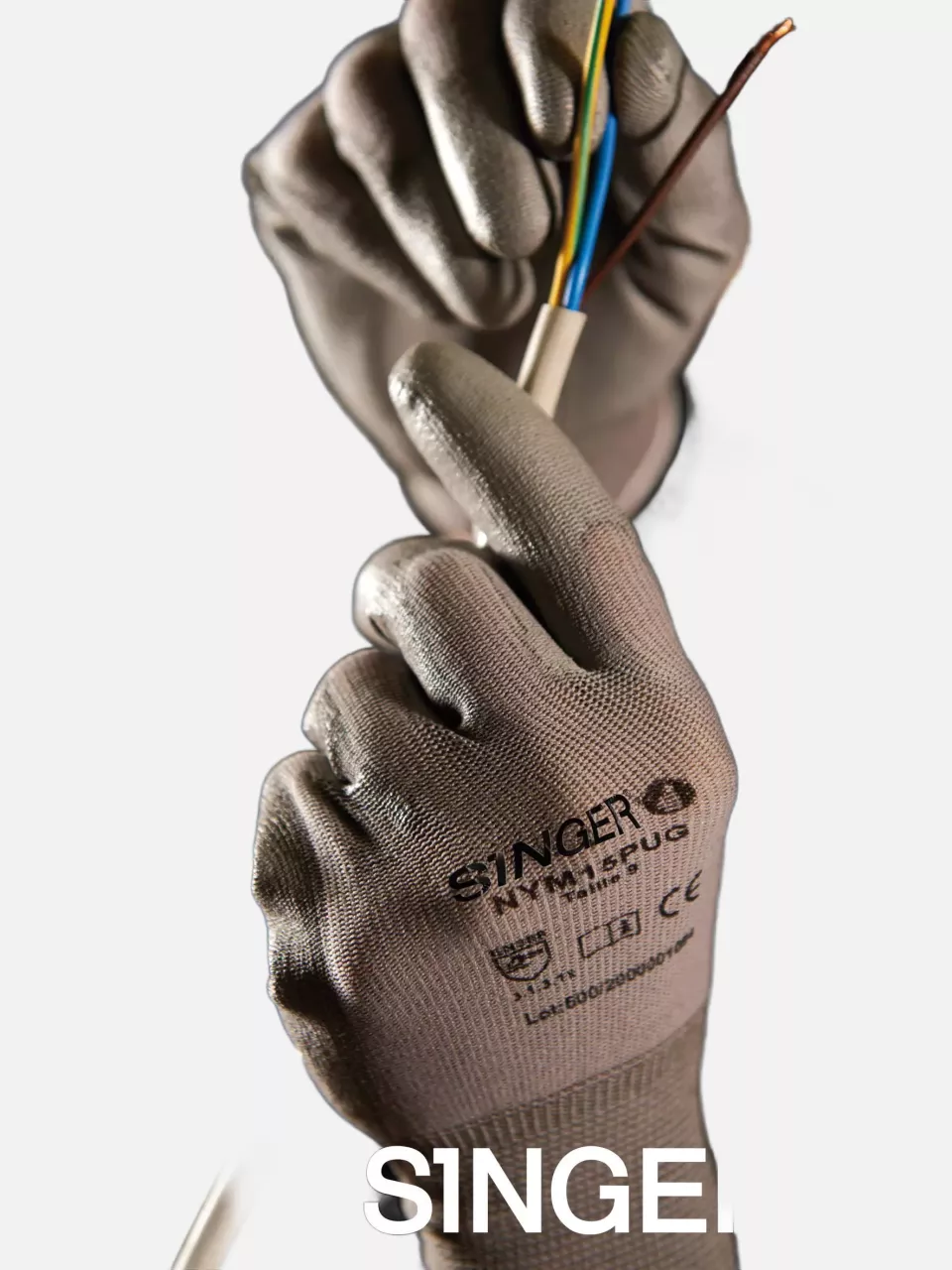 Singer Safety NYM15PUG, Polyamide Gloves, Grey, image 2, gallery thumbnail