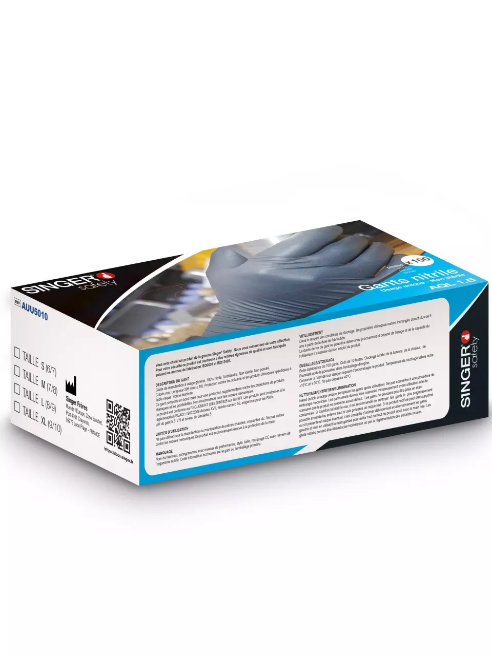 Singer Safety AUU5010, Disposable Nitrile Gloves, Black, image 2, gallery thumbnail