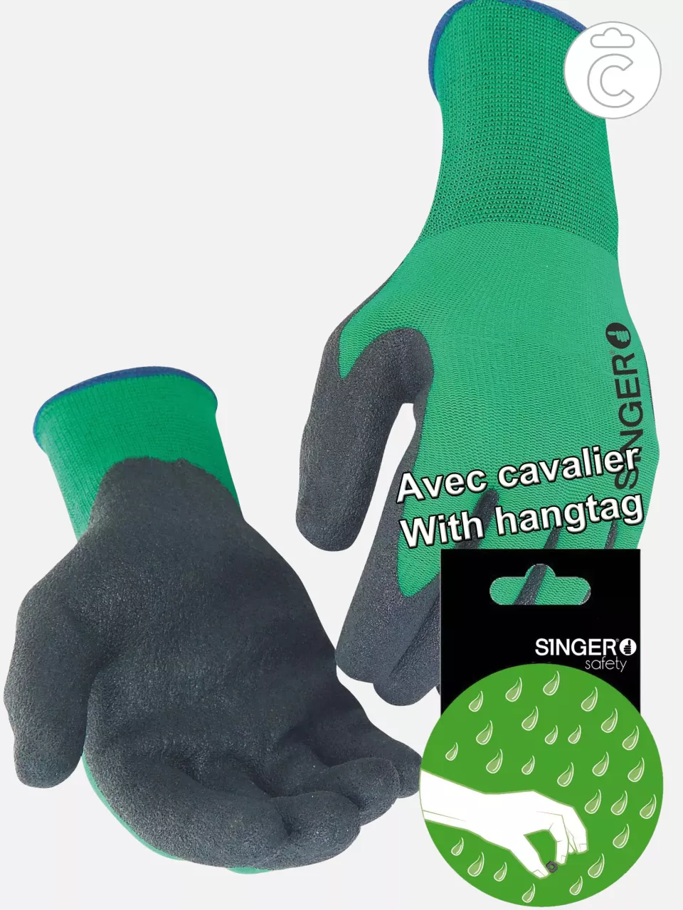 Singer Safety CNYMV15CFTN, PVC Gloves, Green/Black, image 1, gallery thumbnail